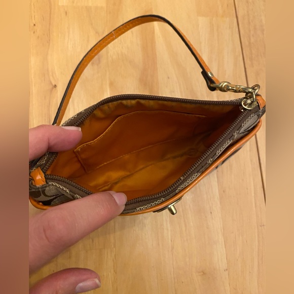 Cute Coach Wristlet with Orange leather accents! Good condition! - Picture 2 of 5